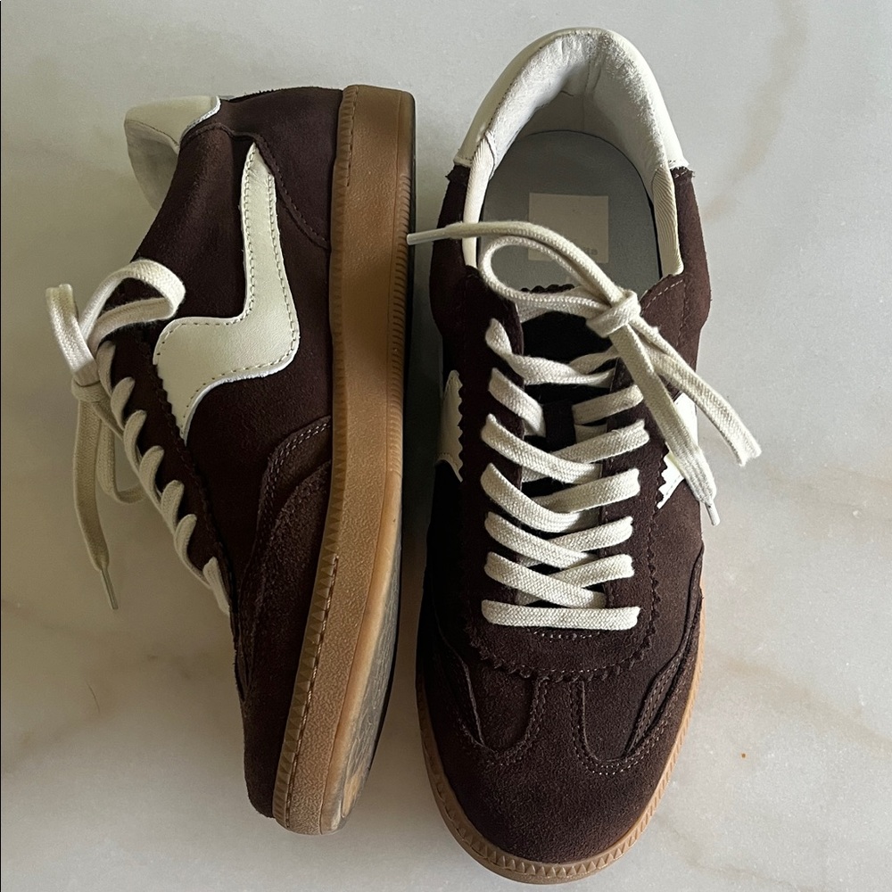 Brown suede and cream DV sneakers